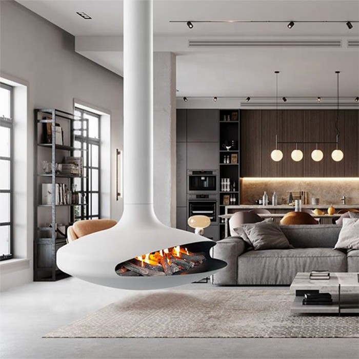 hanging mid century fireplace