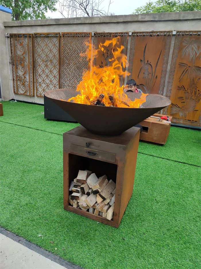 Wood Burning Spark Retro Bbq Grill Corten Steel Grill